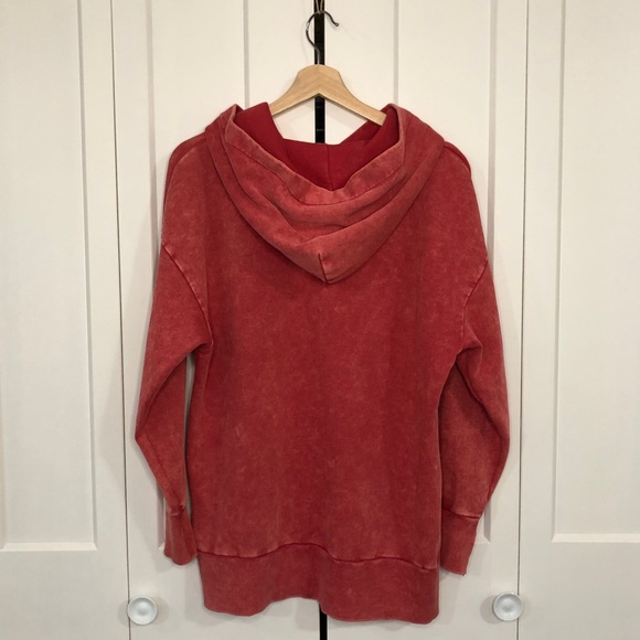 Nena x Pasadena 100% cotton unisex red acid wash hoodie with flames / M-XS, W-M - Picture 2 of 6